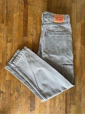 Levi's Light Gray Carpenter Jeans with Leather Patch